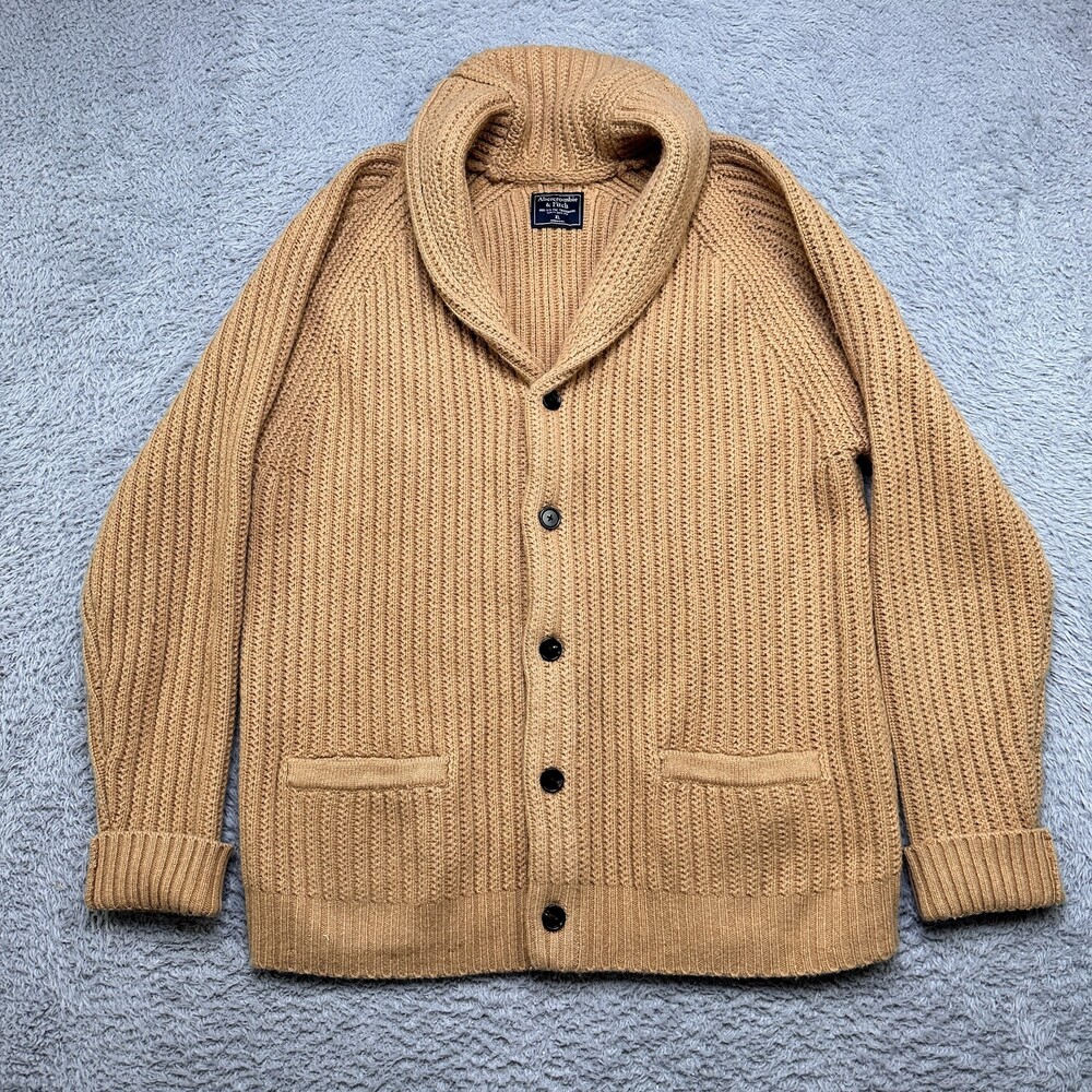 Abercrombie Fitch Cardigan Womens XL Brown Heavy Alpaca Wool Blend Soft